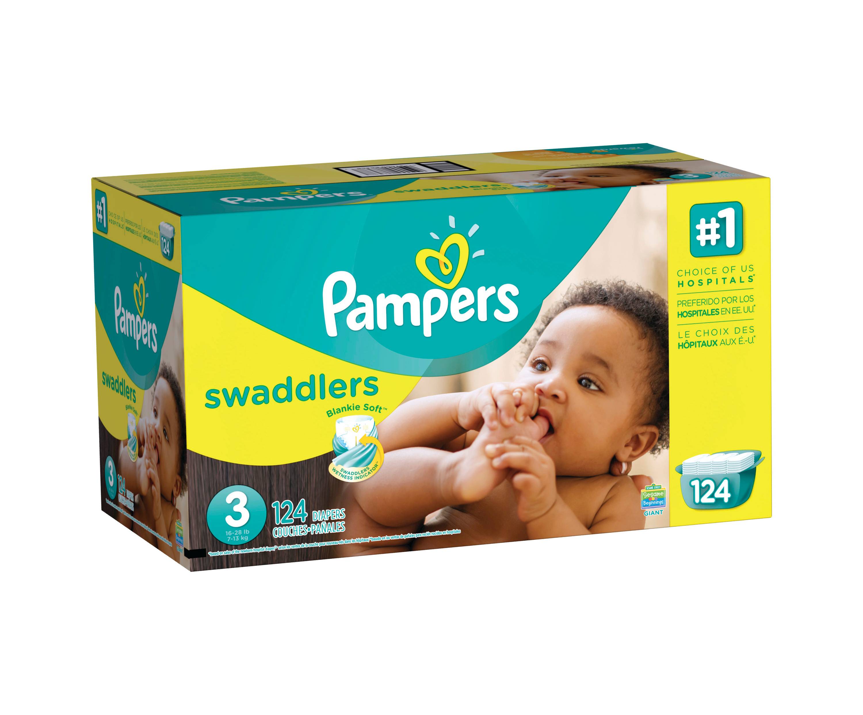 Pampers Swaddlers Diapers Giant Pack (Size 3, 124 Count) Little